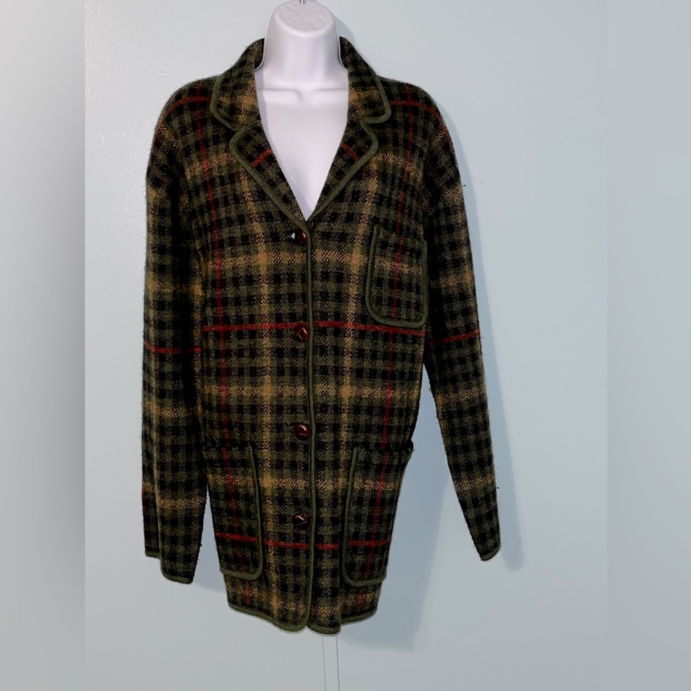 Jones New York Sport Coat 100% Wool Vintage Pockets Wood‎ Buttons  Large